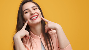Lady shows off pretty smile
