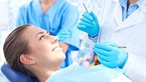 Relaxed woman in dental chair