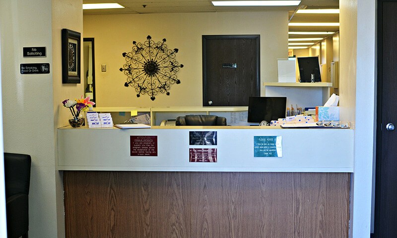Welcoming dental reception desk